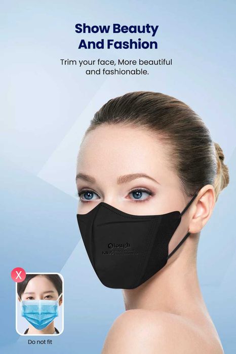 MÁSCARAS KN95 PRETAS 3D(EMBALAGEM 10)