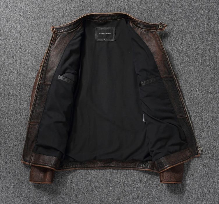 Męska skórzana ramoneska bikerka kurtka vintage sportowa