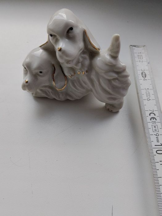Фарфорова статуетка «Спанієлі», вінтаж, золочення