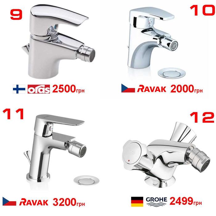 Змішувачі для біде (розпродаж Grohe, Hansgrohe, Axor, Kludi)