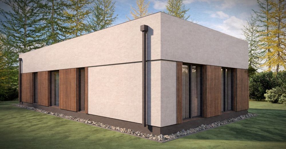 Parterowy dom z DACHEM PŁASKIM w stanie  deweloperskim