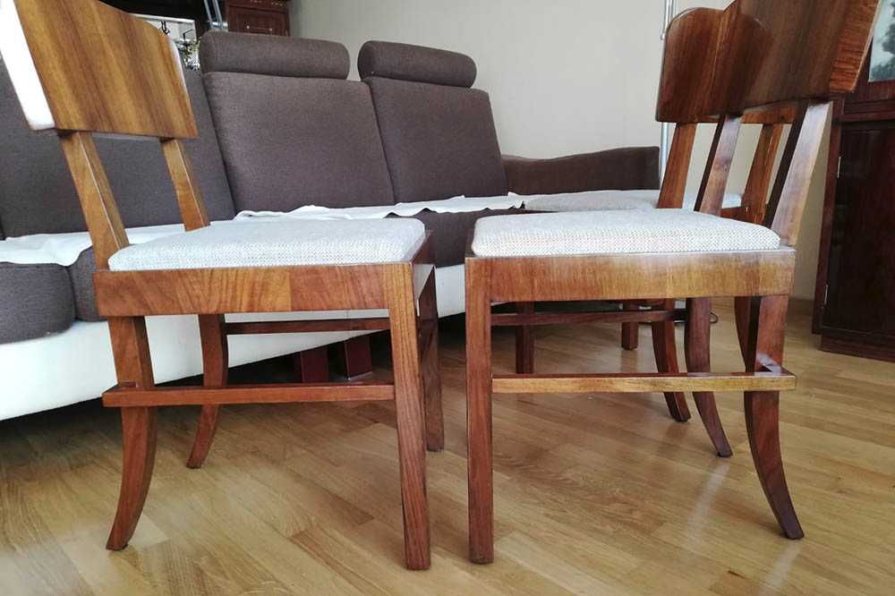 ART DECO / krzesła, komplet x 3, super forma, po renowacji