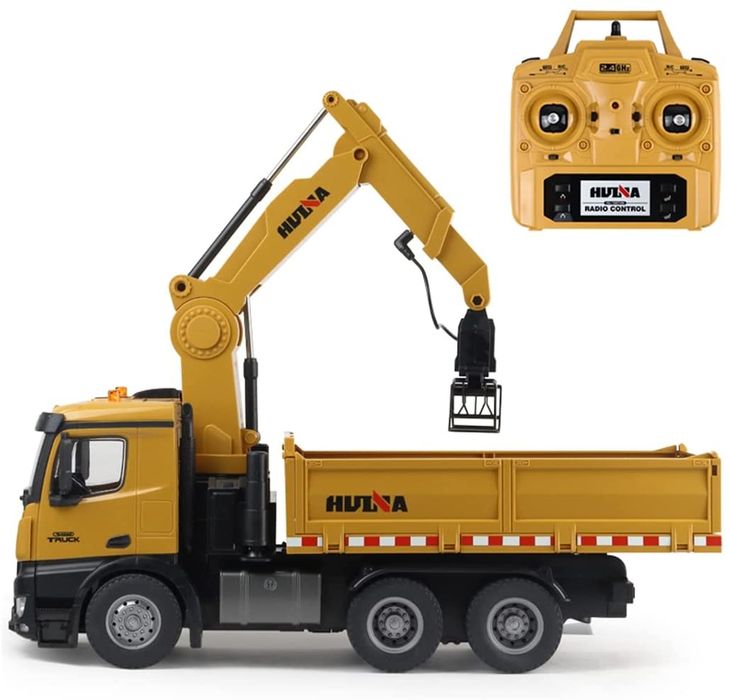 Camião basculante com grua comandado RC HUINA 1575 1/14 com luzes sons