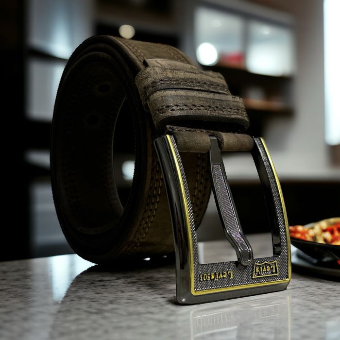 Кожаный мужской широкий ремень в джинсы/брюки