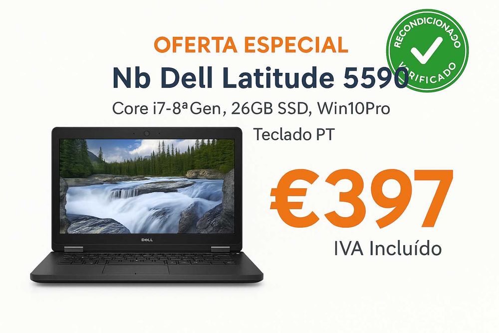 Portátil core i7-8 Dell Latitude 5590 Recondicionado - Alto Desempenho