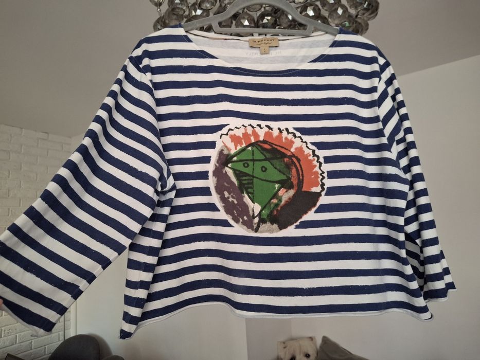Burberry krótka luźna bluzka w paski L