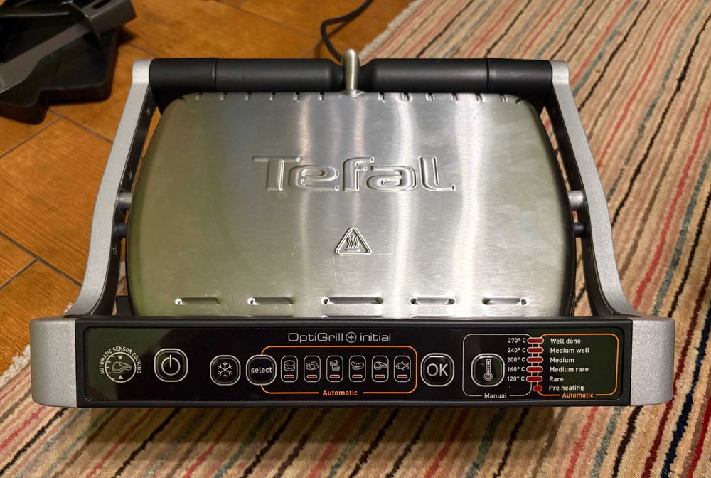 Tefal OptiGrill Initial + щипці