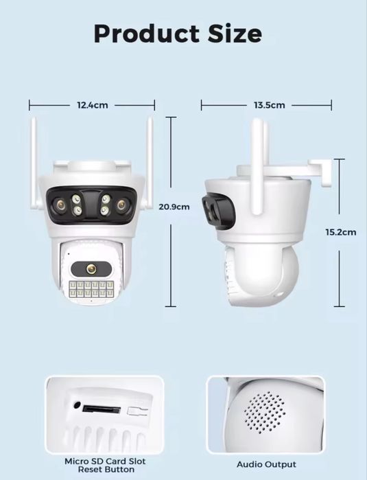 Трилінзова Wi-Fi камера Besder 6K 12MP iCSee Вулична IP WiFi камера ВАЙФАЙ 12MP 6K об'єктиви 3 та 5хZOOM Потужна вулична PTZ камера