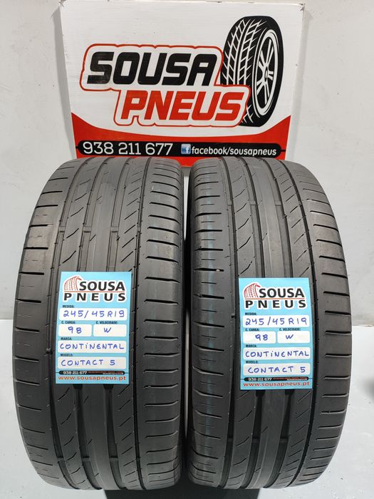 2 pneus semi novos 245-45R19 Continental - Oferta dos Portes