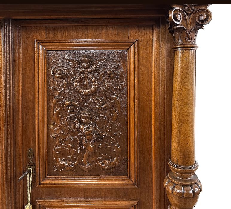 SZAFA komoda KABINET antyk XIX w gabinetowa rzeźb. PUTTA UNIKAT