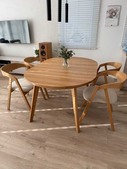 Stół okrągły dębowy rozkładany ( lity dąb) LOFT