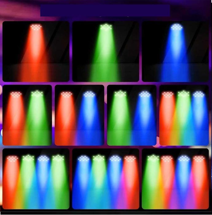 8x Lampa dyskotekowa sceniczna DMX512, 36 diod LED, RGB pilot Zestaw