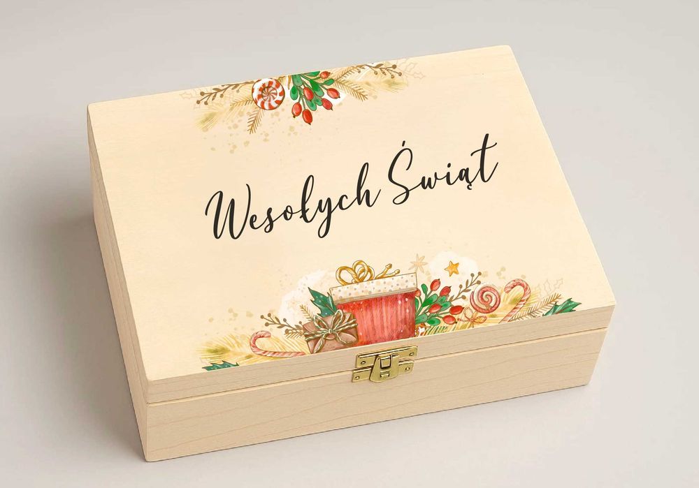 Pudełko na prezent świąteczny niezbędnik, herbaciarka Wesołych Świąt