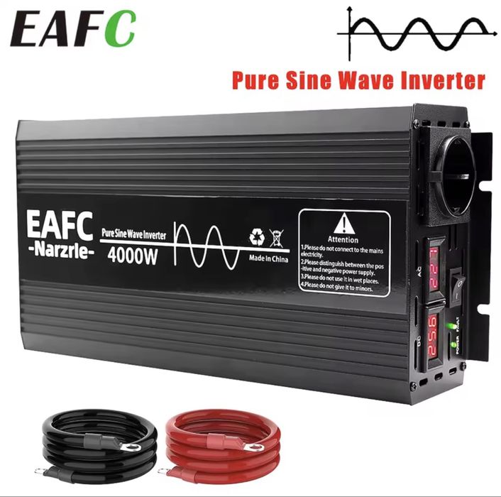 Інвертор EAFC, Moexsiac 4000W 12-220V, Output waveform: Pure sine wave