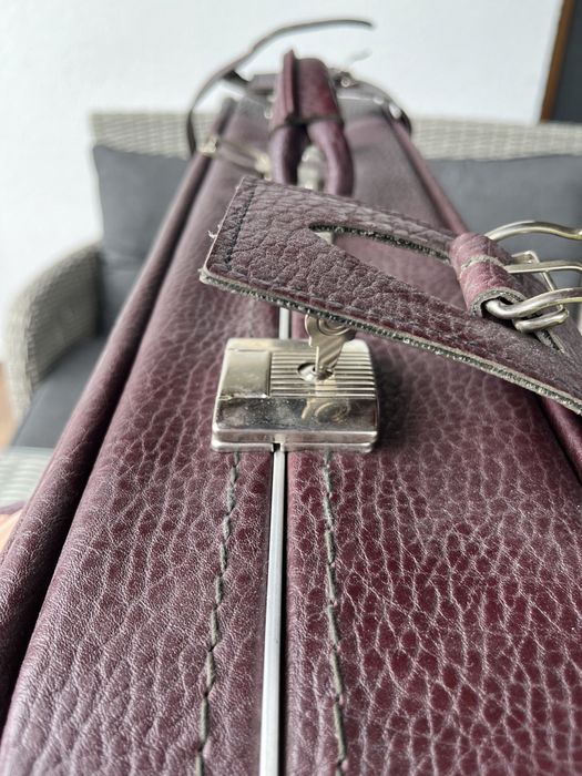 Skórzana walizka podróżna bordowa czerwona DUŻA