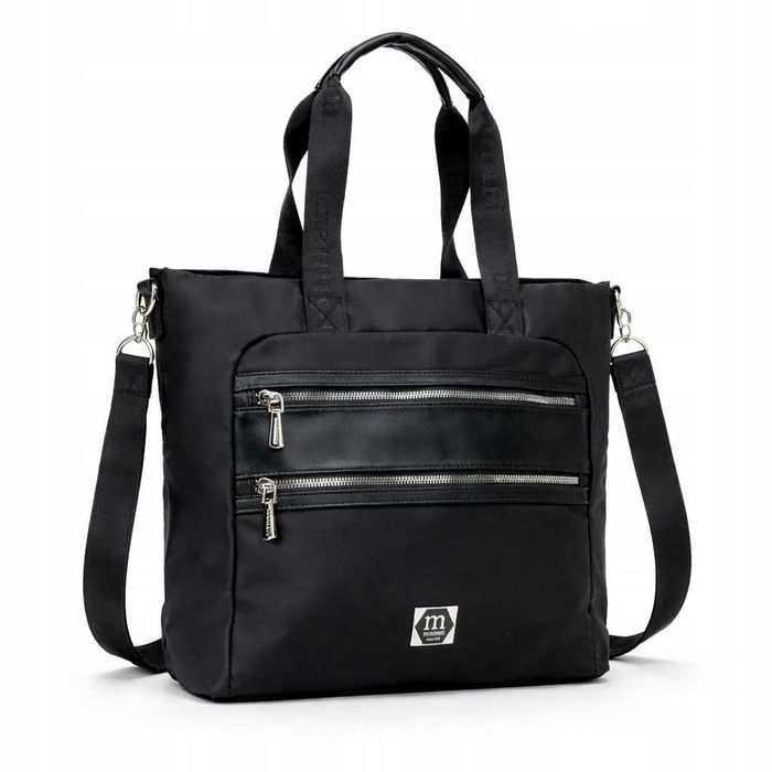 MONNARI torba damska shopper duża A4 czarna pojemna na ramię BAG1840