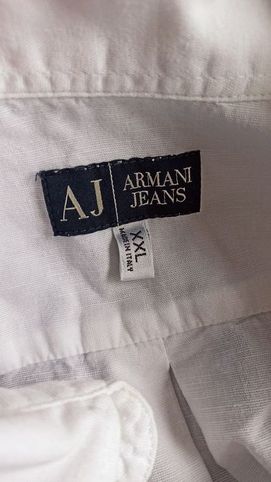 Sg Biała koszula męska XL , XXL Armani bawełna + len