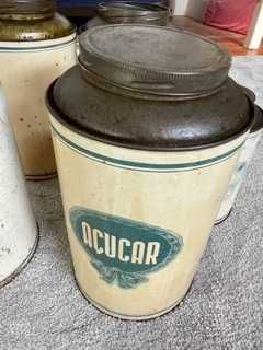 Conjunto de 5 latas antigas de mercearia