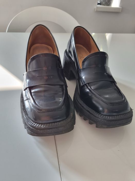 Mokasyny czarne skórzane roz.38