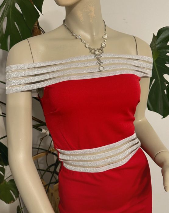 Czerwona sukienka midi hiszpanka r. 36 Lustre – zmysłowa, na imprezę