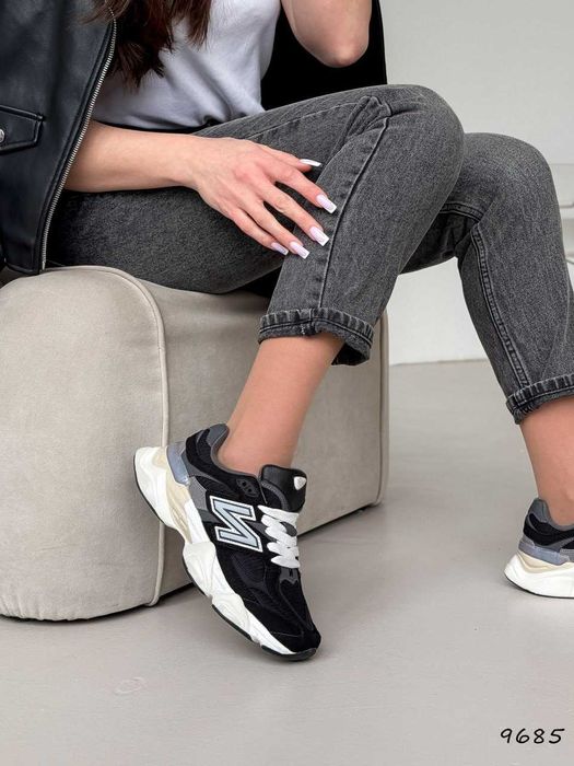 Жіночі кросівки зашеві на весну (36-41) Нью Беланс 9060 чорні-білі