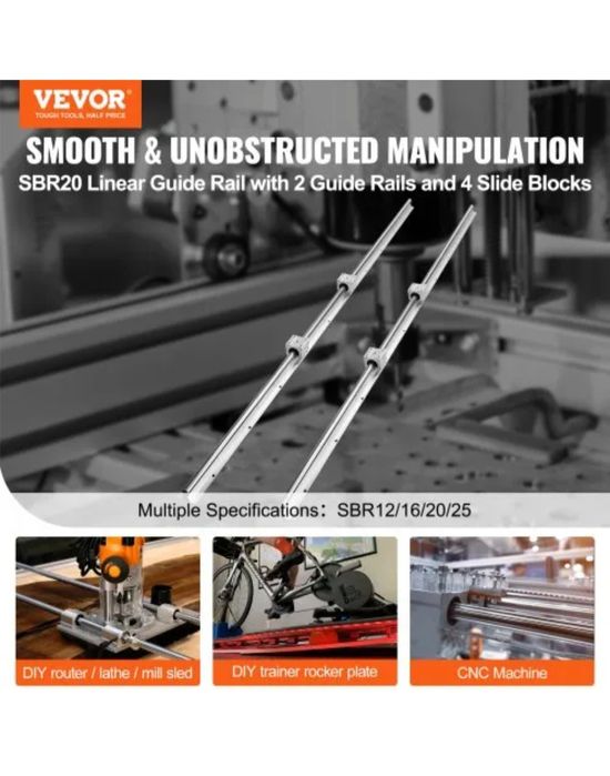 линейная направляющая VEVOR,2рельса+4каретки,Лінійна рейка з кареткою