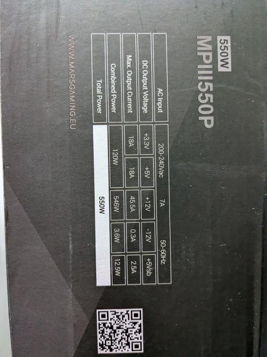 Fonte alimentação atx  Mars MPIII550P na caixa