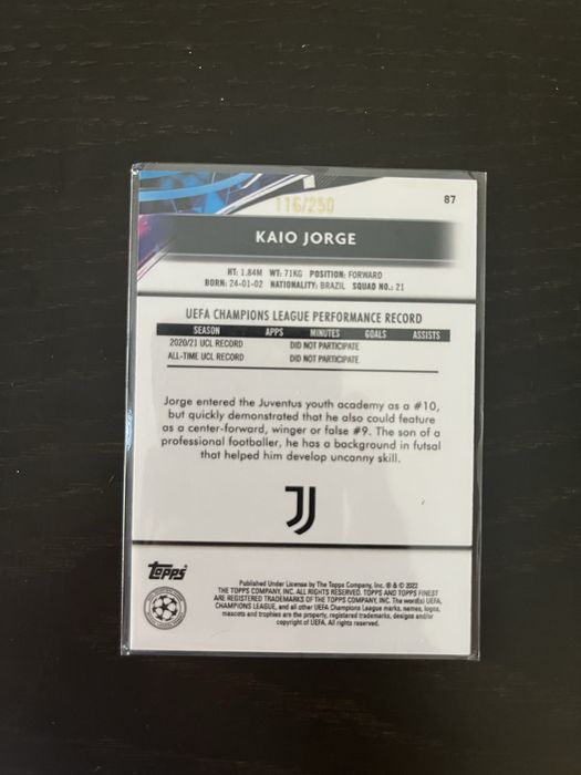 Kaio Jorge RC Topps Finest 116/250 Juventus