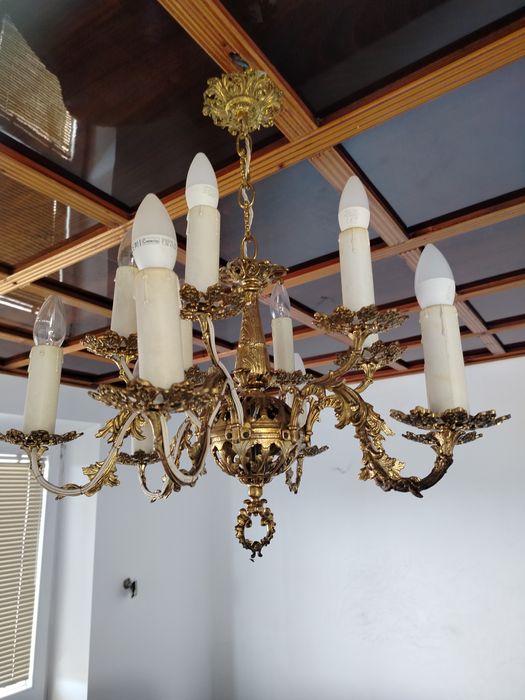 Lampy , kinkiety mosiężne.