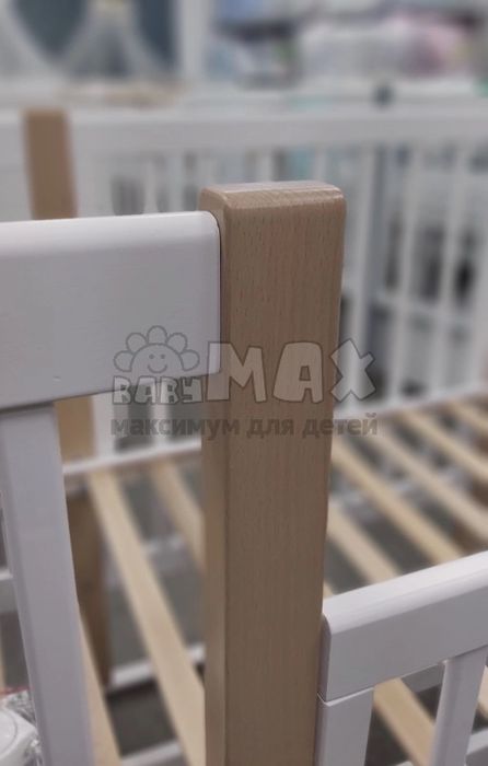 Дитяче ліжечко Кузя Міа з маятником 120×60 см Біло-буковий