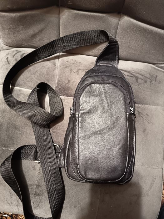 Сумка чоловіча слінг натуральна шкіра