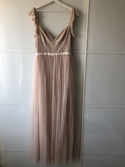 Needle & Thread r. 42 zdobiona sukienka maxi z koralikami wesele ślub