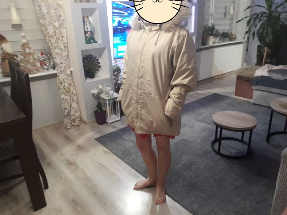 Kurtka ocieplana polar futerko naturalne jenot