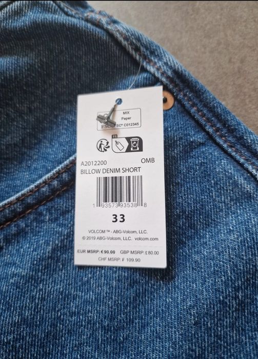 Calção de ganga Volcom novo nunca usados com etiqueta