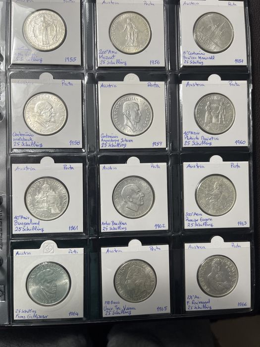 Moedas prata Austria 1924 a 1979 (98 moedas)