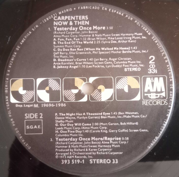 Carpenters - - - - - Now & Then - - - - - LP