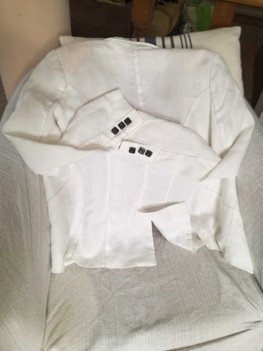 Blazer casaco linho branco Zara