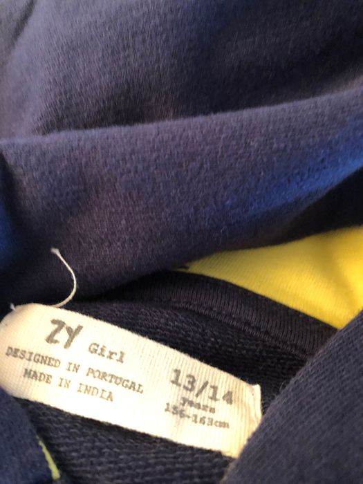 Sweat shirt com fecho casaco zippy azul tamanho 13-14 anos menina