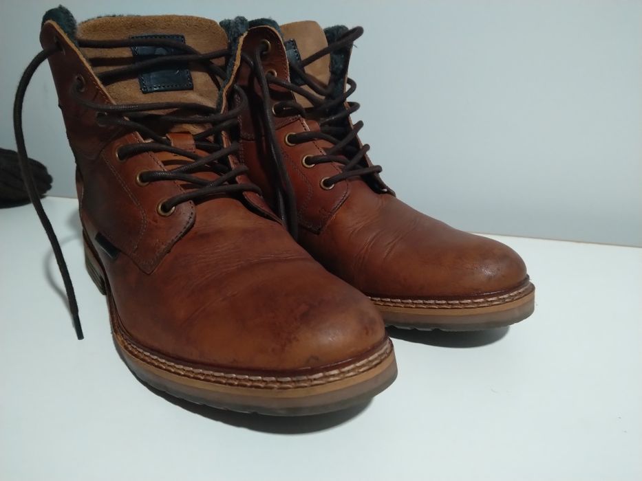 ‼️Bull boxera Brązowe buty męskie zimowe z ociepleniem skóra naturalna