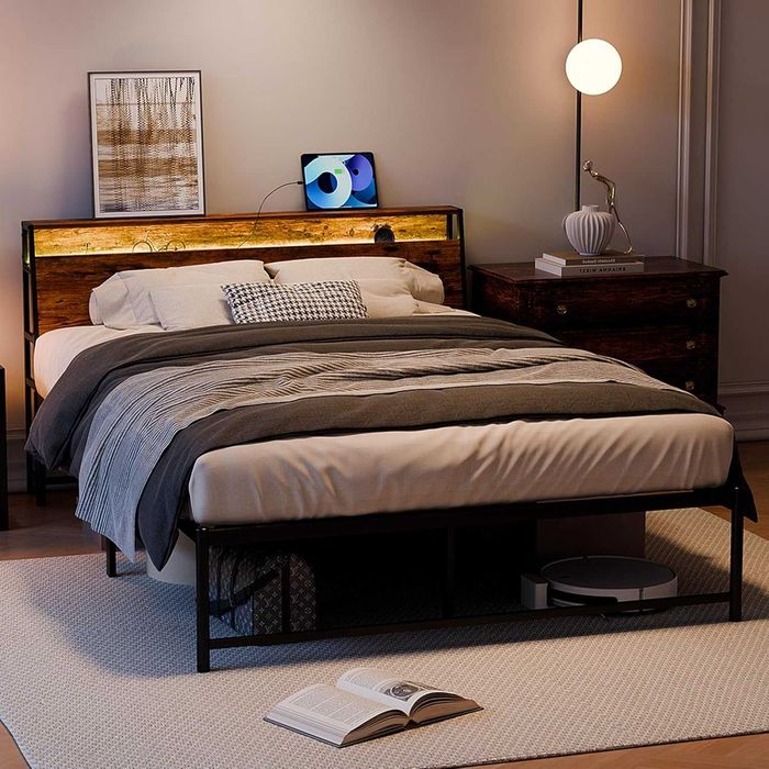 Nowe łóżko / stelaż / rama metalowa / 140x200cm / LED / USB !R258!