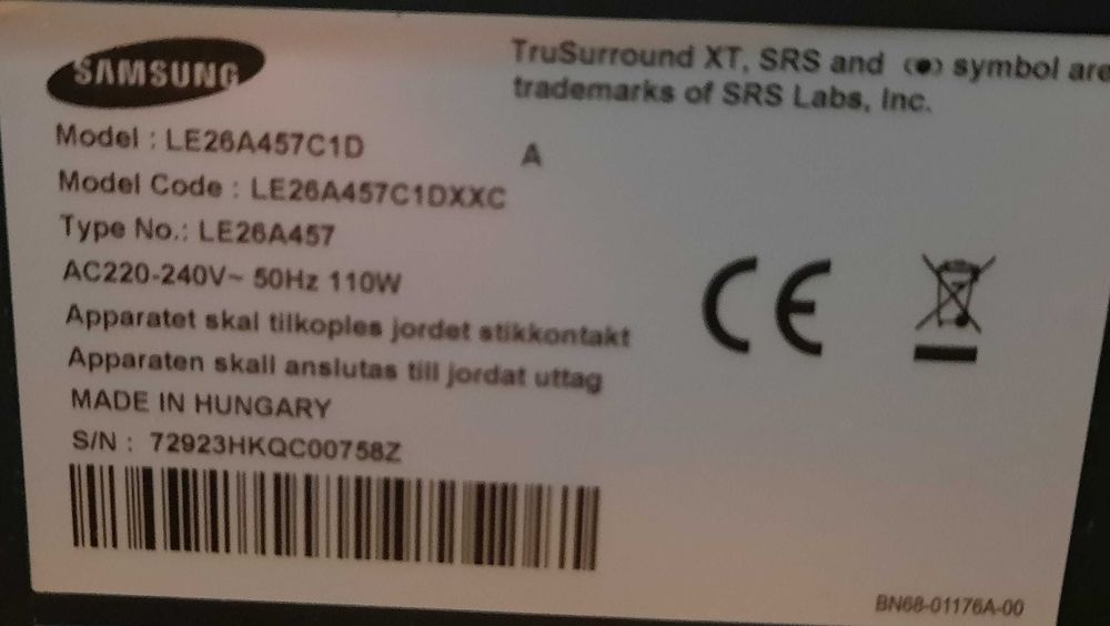 Televisor Samsung 26" - Cor preta (peças)