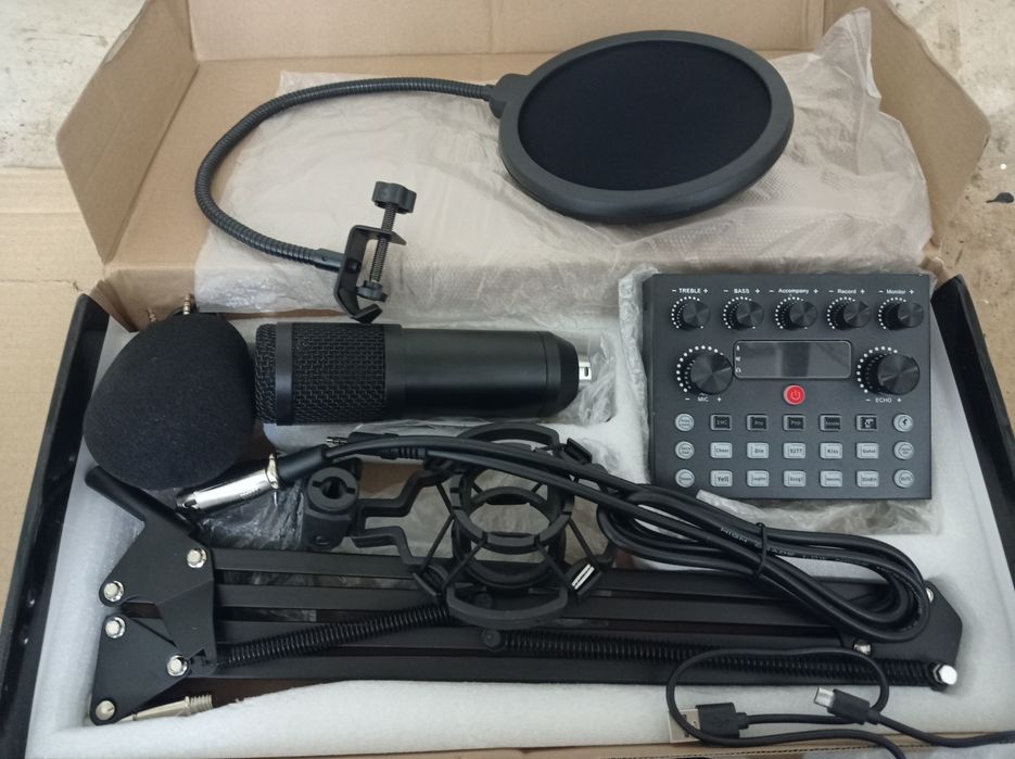 Equipamento completo de podcast