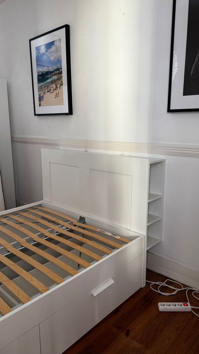Cama IKEA BRIMNES estrutura cama c/arrumação e cabeceira branca