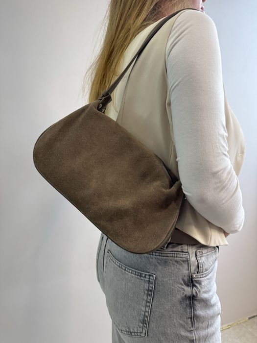 Шоколадна lЖіноча замшева сумка   Vera pelle