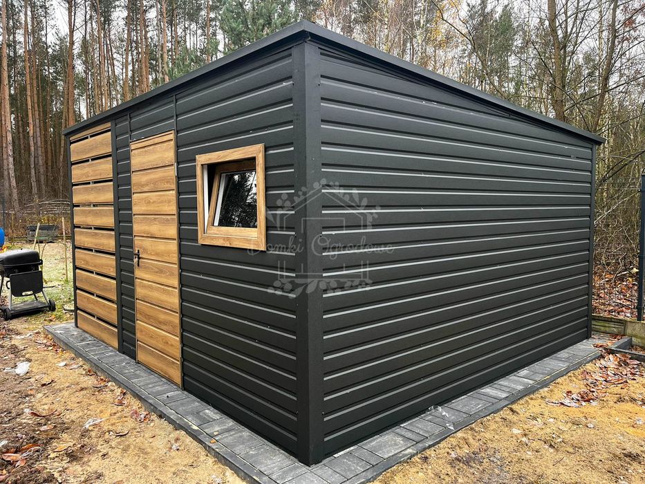Schowek domek ogrodowy 2,3x3m  wiata okno  antracyt  winchester ID1127