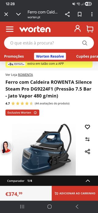 Ferro Vapor com Caldeira Rowenta