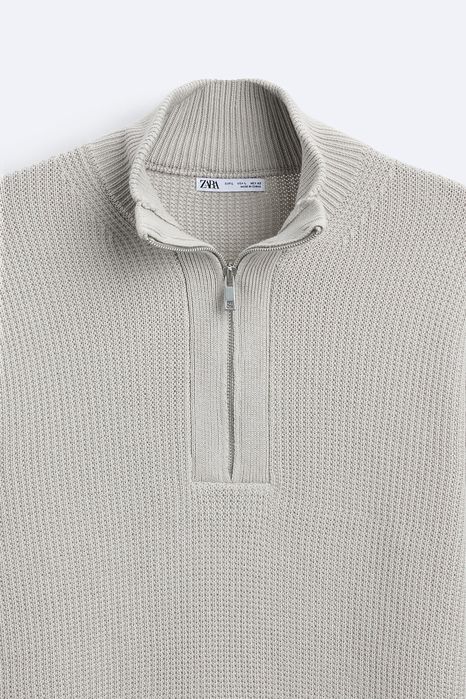 НОВИЙ З БІРКАМИ світло сірий светр ZARA чоловічий з блискавкою L