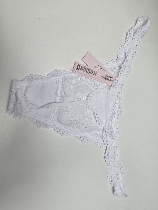 Stringi biale koronkowe Victoria's Secret S