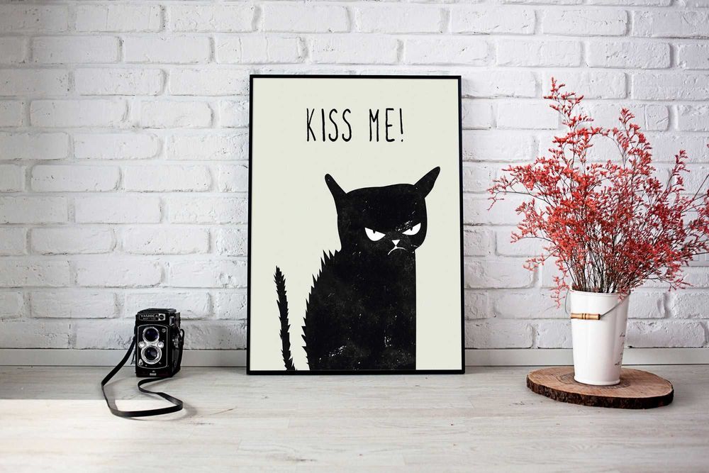 Plakat A3 Kot Kiss me