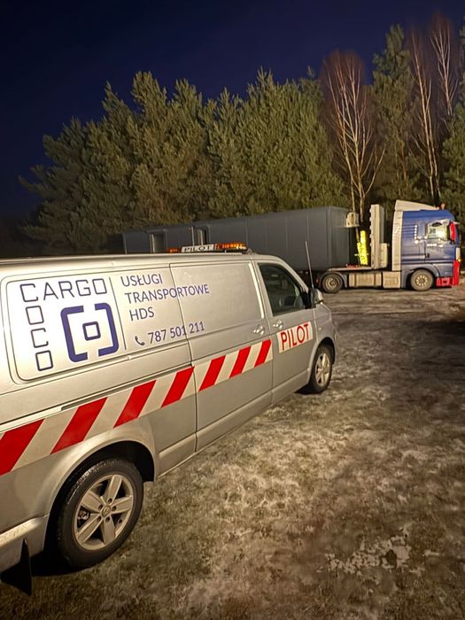 Usługi transportowe platformą, gabaryty, platforma - pawilony, pilotaż